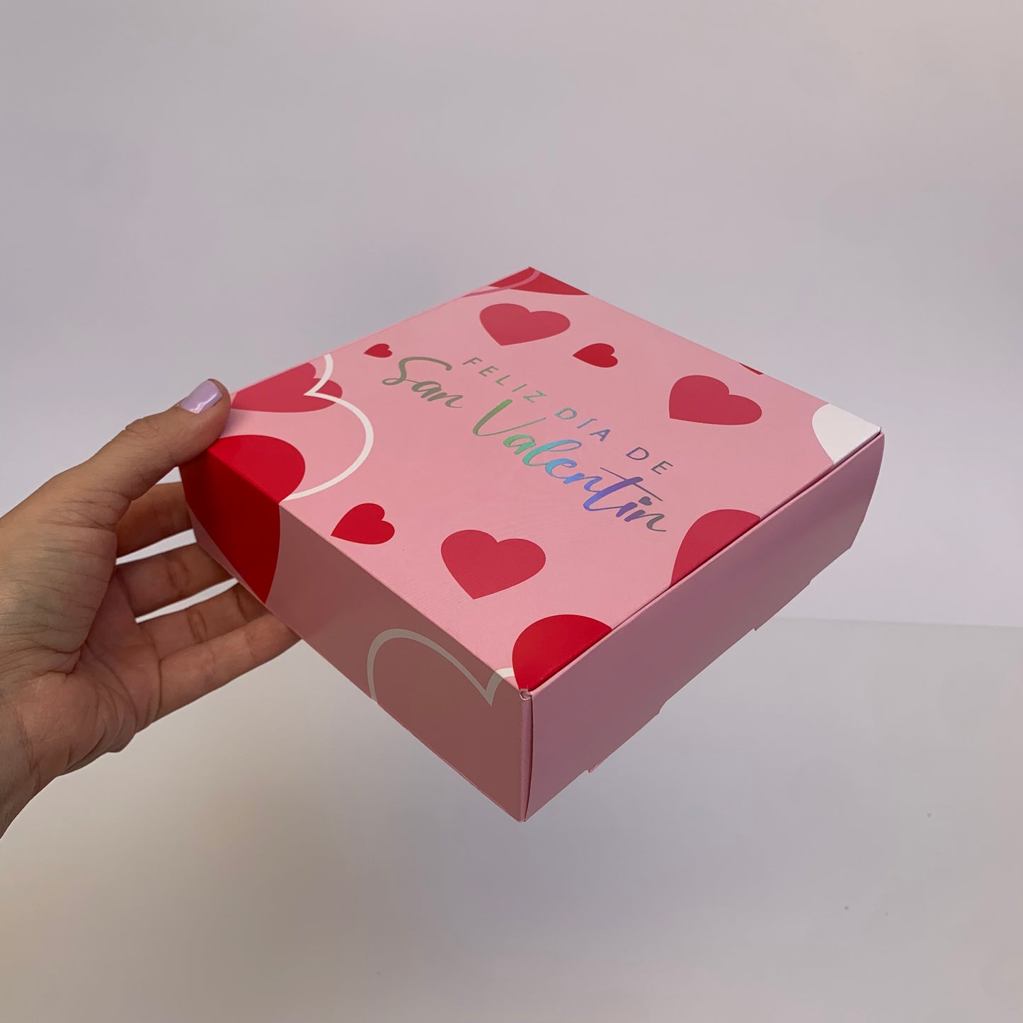 Caja 16x16x5 cm San Valentín c/Folia Holográfica