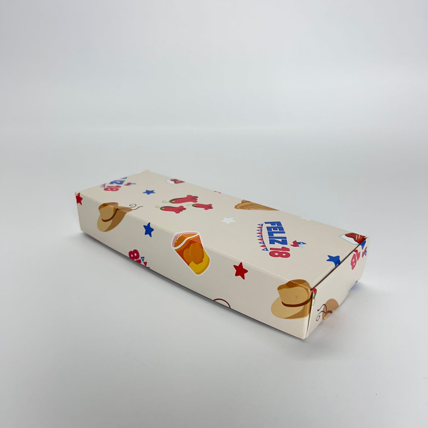 Caja 19x7x3 cm Feliz 18 (3 alfajores)