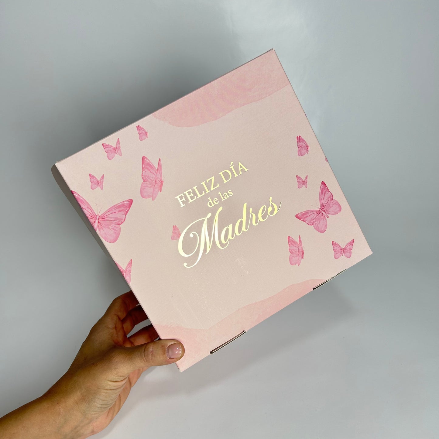 Caja 20x20x10 cm c/Folia Dorada - Día de las Madres