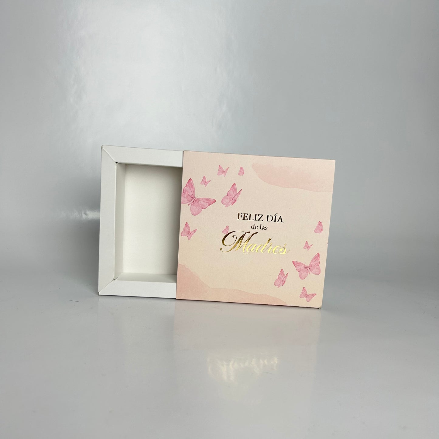Caja fosforera 10x10x3 cm c/Folia Dorada - Día de las Madres