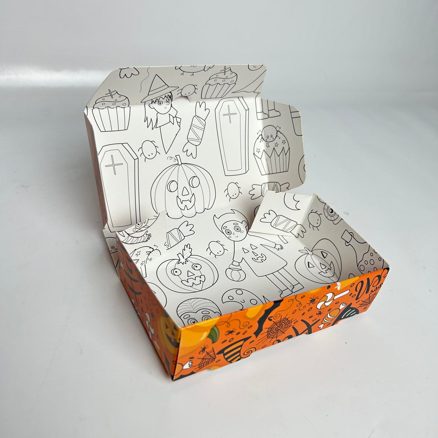 Caja 14x8x4 cm diseño Halloween Naranjo (2 alfajores)