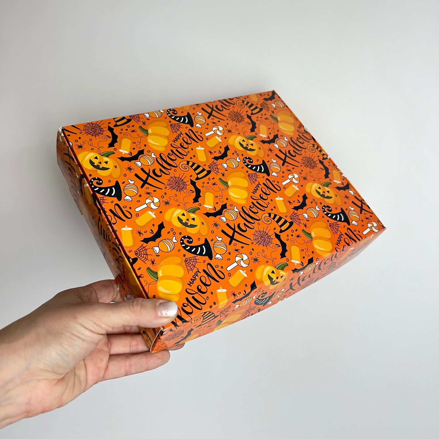Caja 25x20x5 cm diseño Halloween Naranja