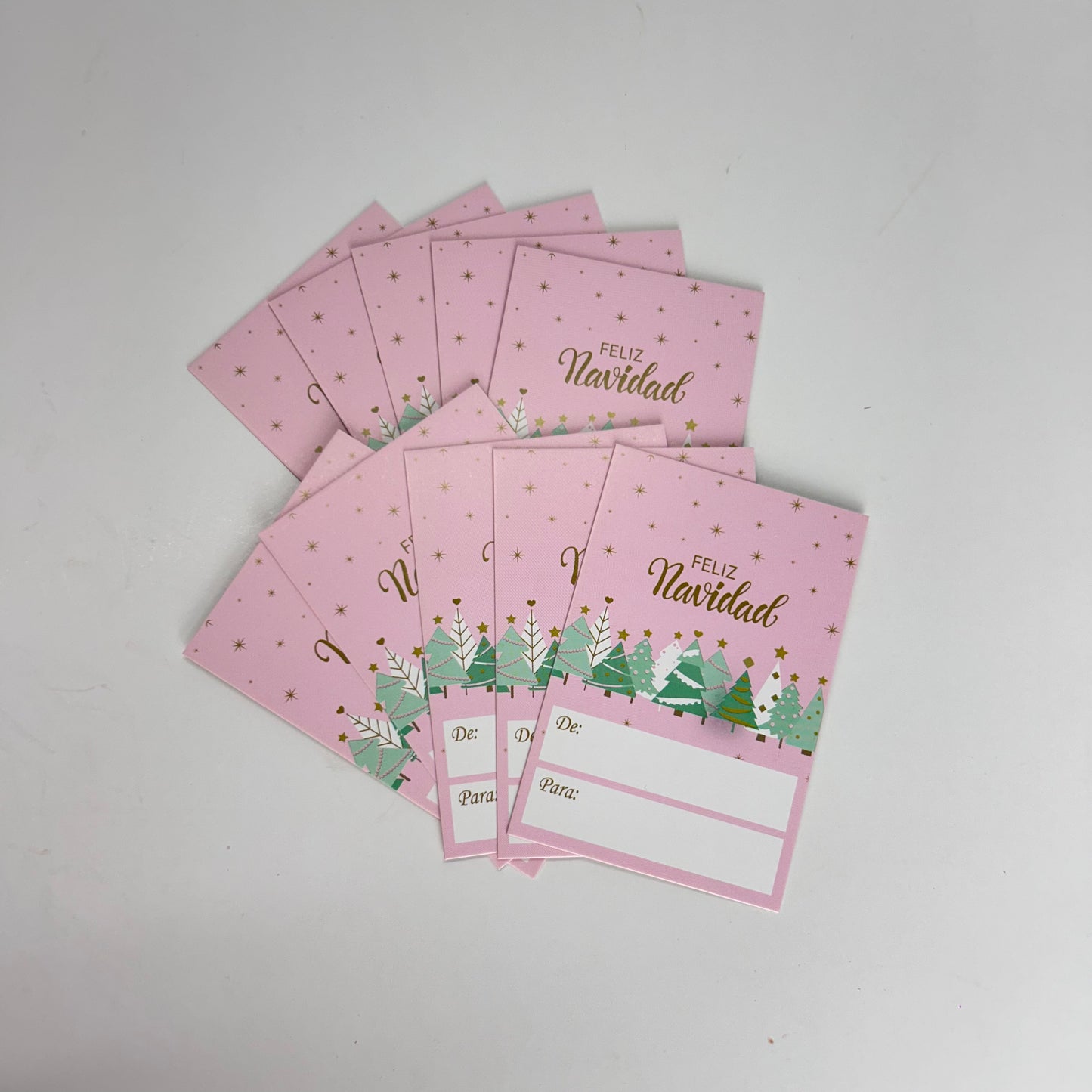 Tarjetas Navidad Rosadas de y para x 10 unidades