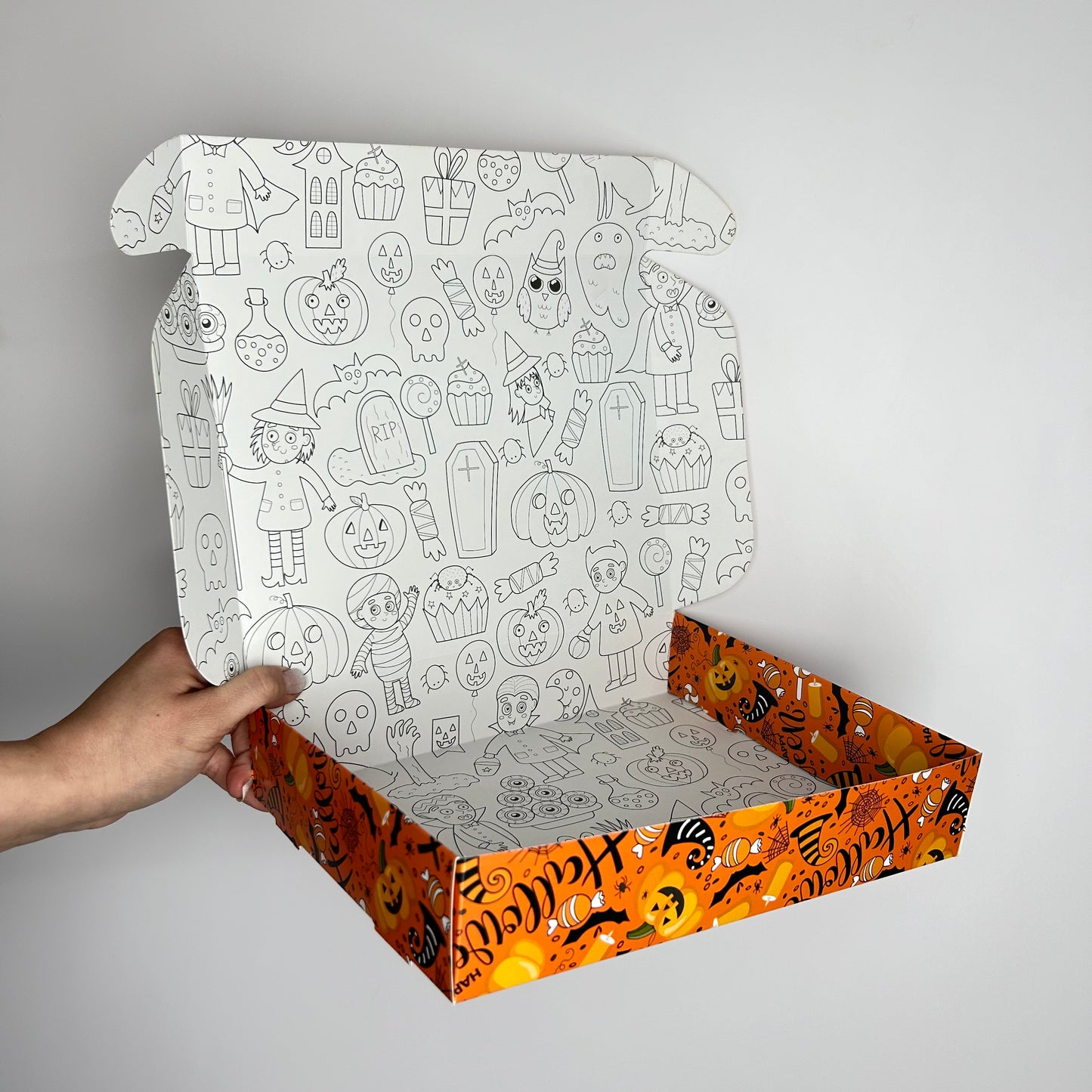 Caja 25x20x5 cm diseño Halloween Naranja
