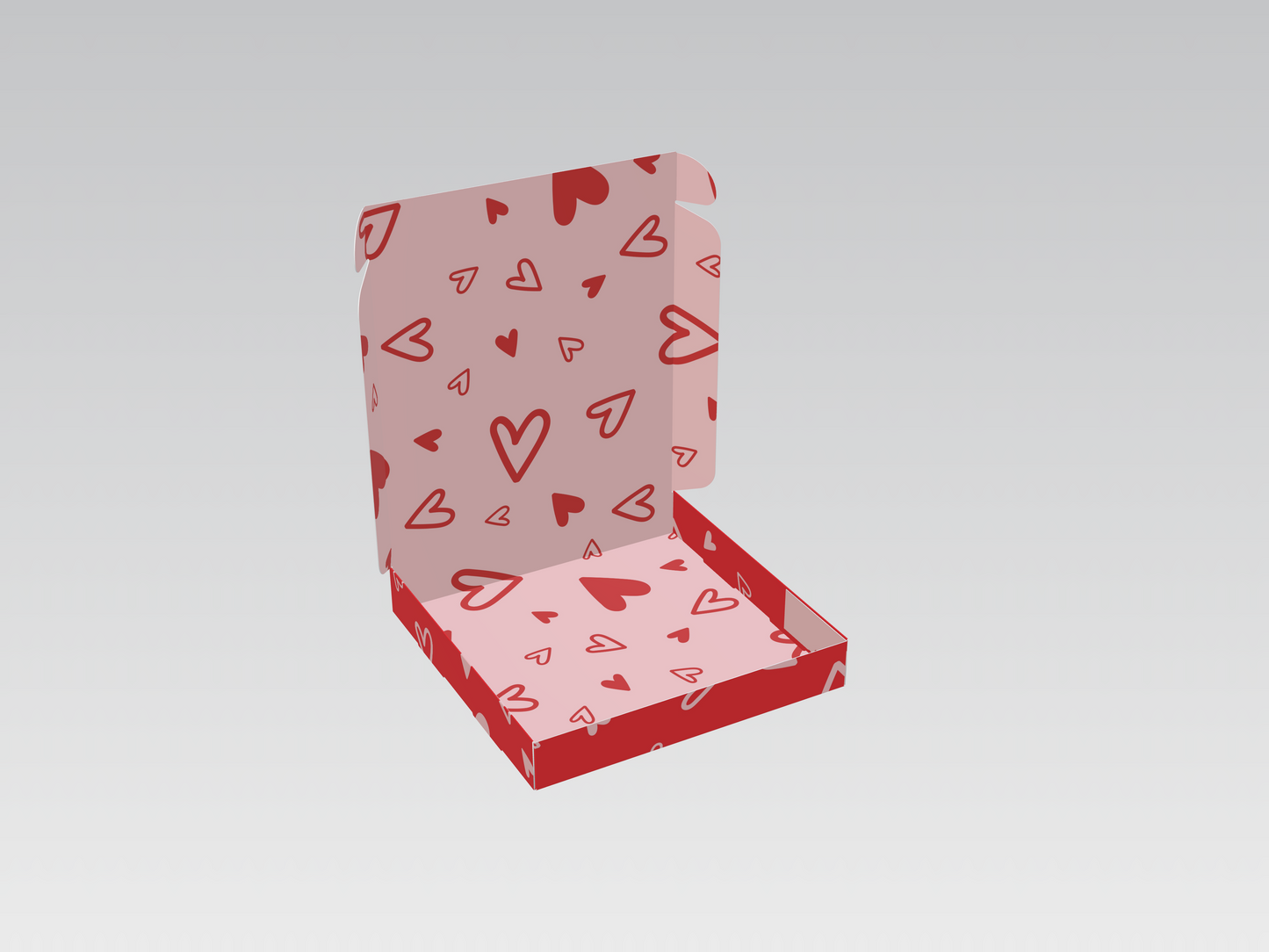 Caja 19x19x3 cm Corazones San Valentín (9 alfajores)