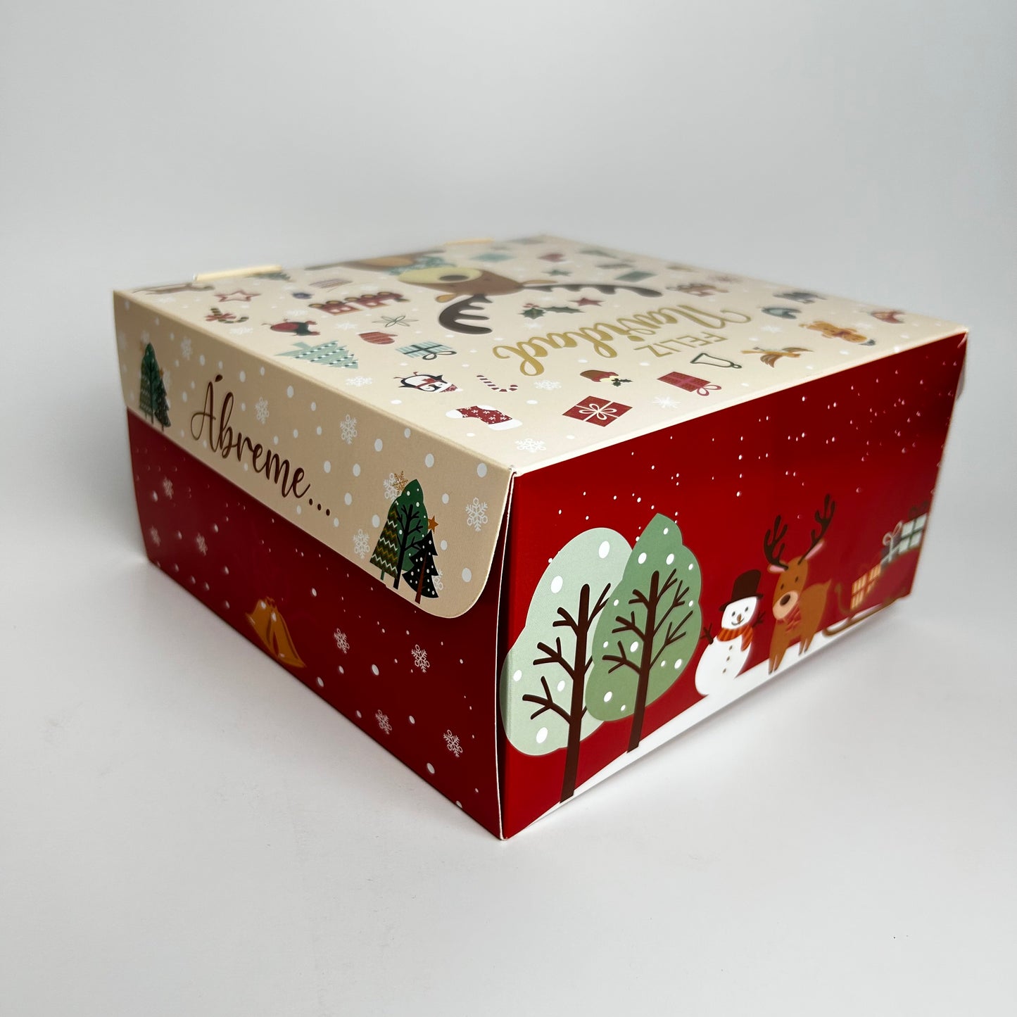 Caja 20x20x10 cm Navidad para niños c/ Folia Dorada