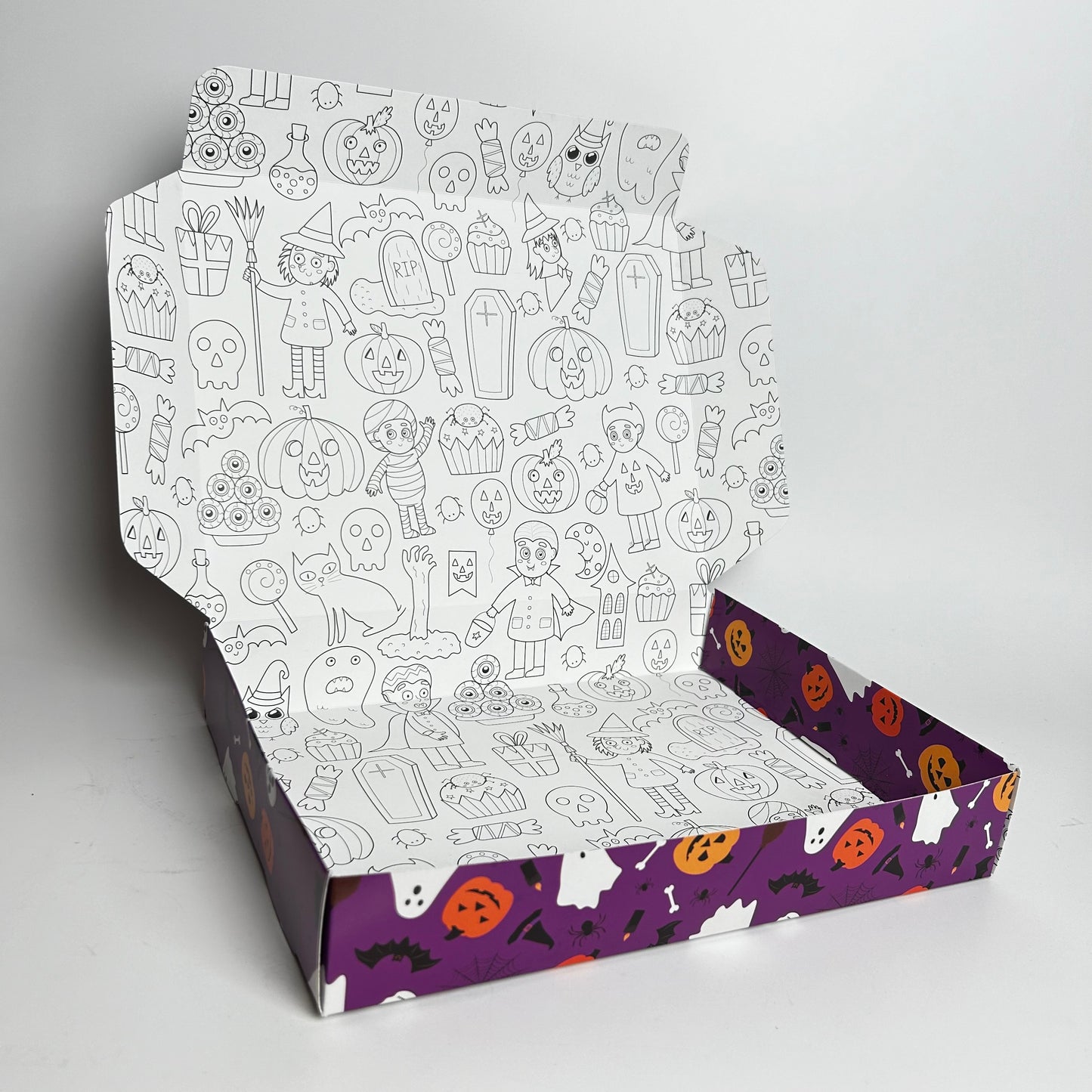 Caja 28x22x5 cm diseño Halloween Morado