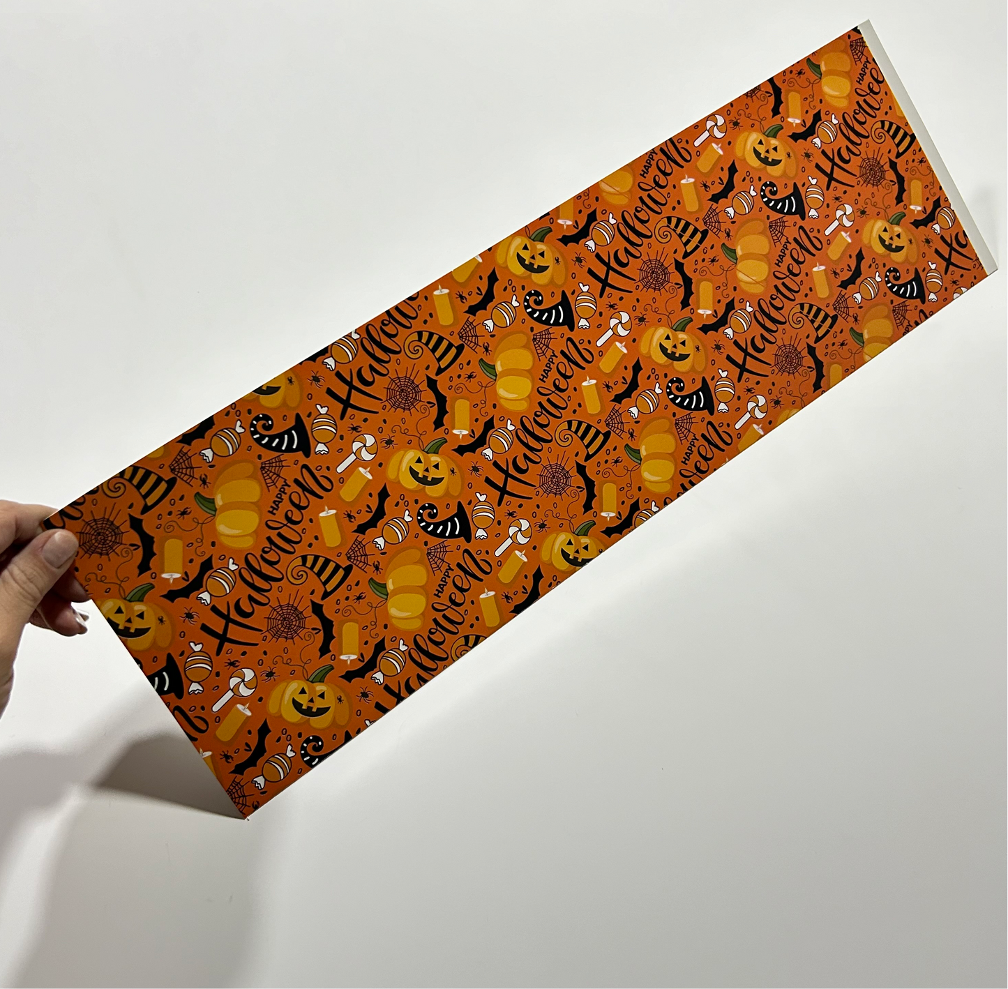Retazos 50x16 cm diseño Halloween Naranja - 10 unidades