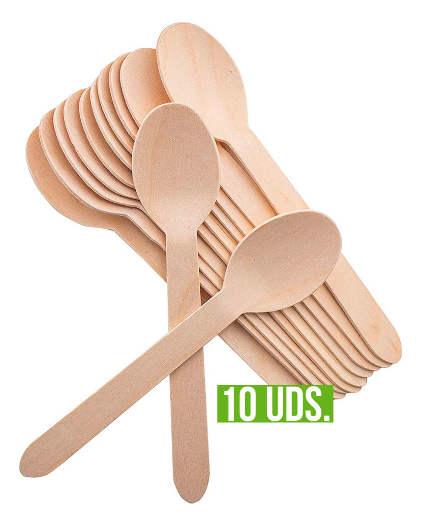 Cucharas de madera desechables 10 unidades