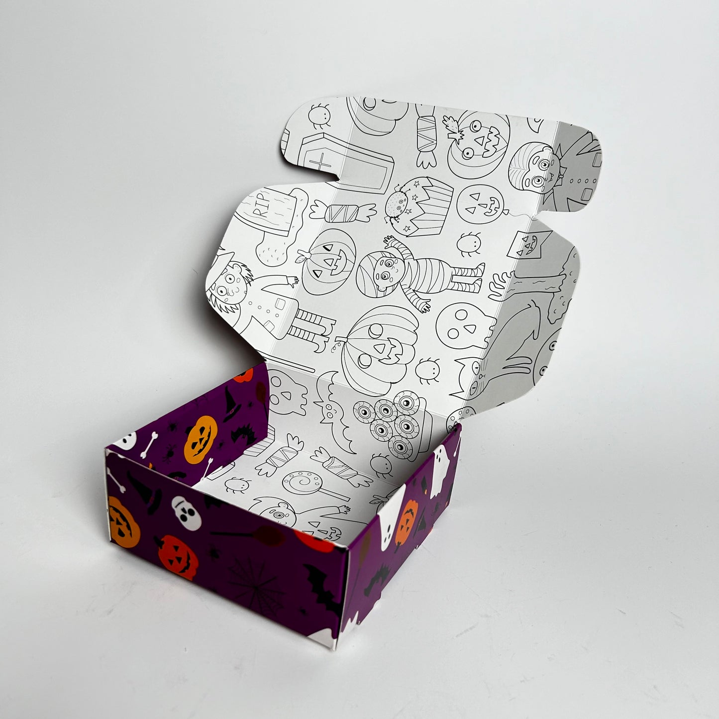 Caja 12x12x5 cm diseño Halloween Morado