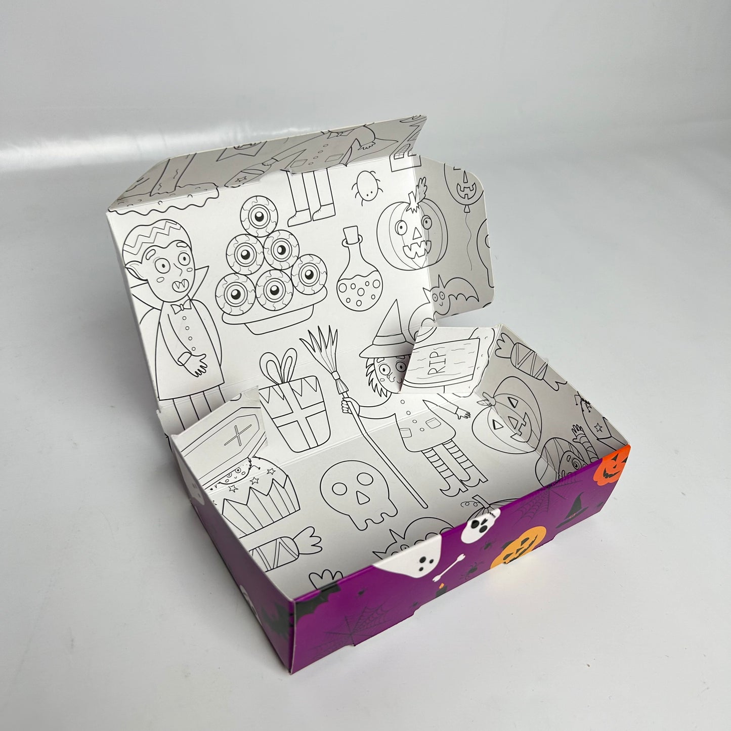 Caja 14x8x4 cm diseño Halloween Morado (2 alfajores)