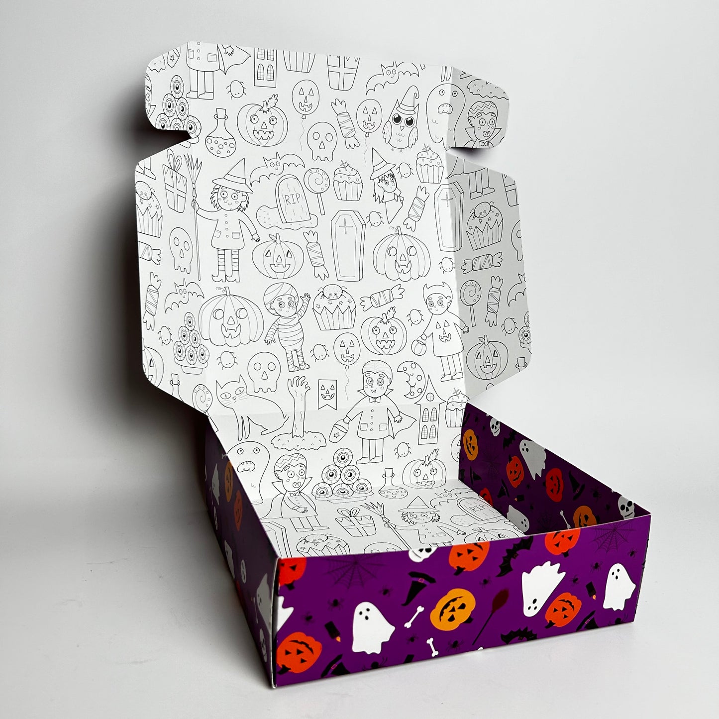 Caja 22x22x7 cm diseño Halloween Morado