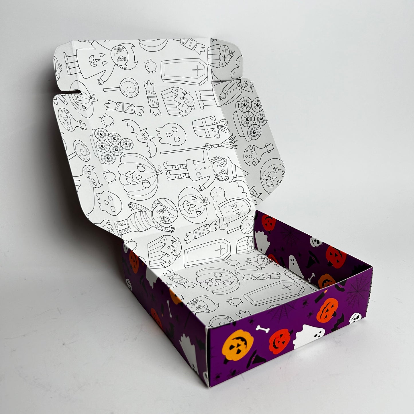 Caja 16x16x5 cm diseño Halloween Morado