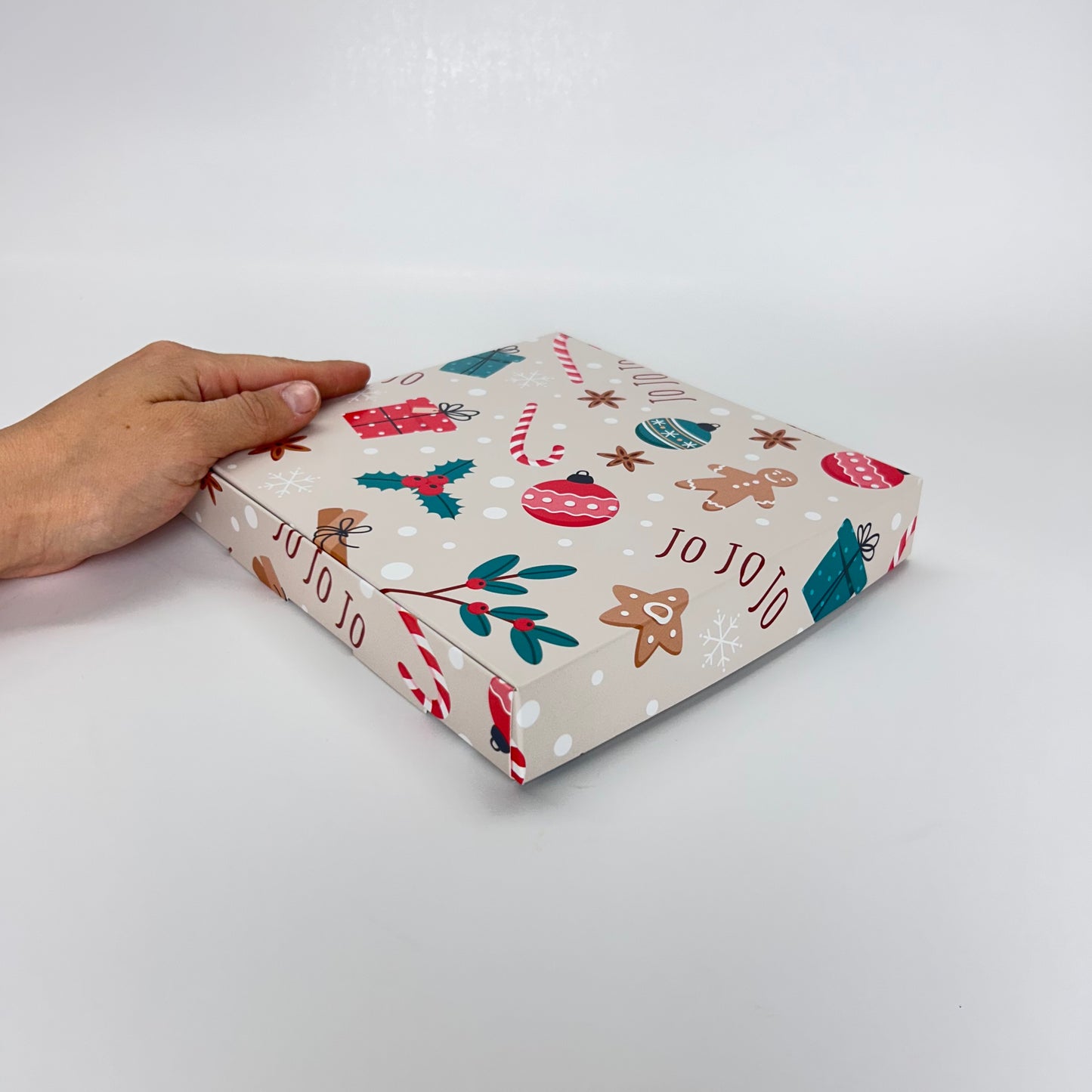 Caja 19x19x3 cm Navidad JOJOJO (9 alfajores)