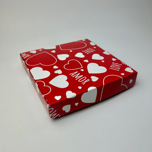 Caja Alfajores 19x19x3 cm "Amor Love" Roja
