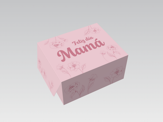 Caja 24x20x12 cm Mamá Feliz Día flores