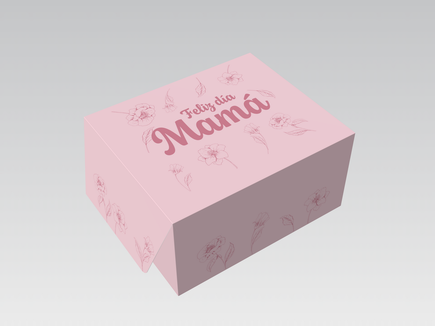 Caja 24x20x12 cm Mamá Feliz Día flores