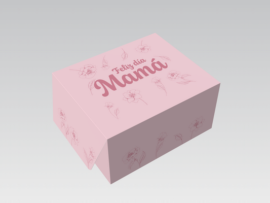 Caja 24x20x12 cm Mamá Feliz Día flores