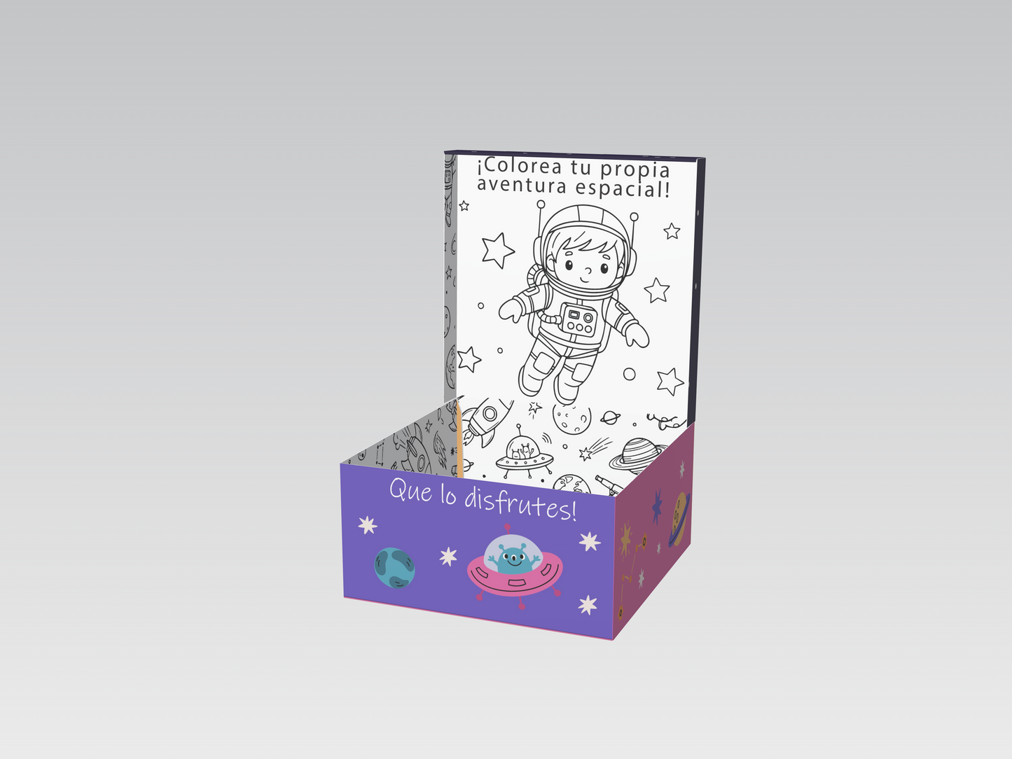 Caja 20x20x10 cm Astronautas Feliz Día