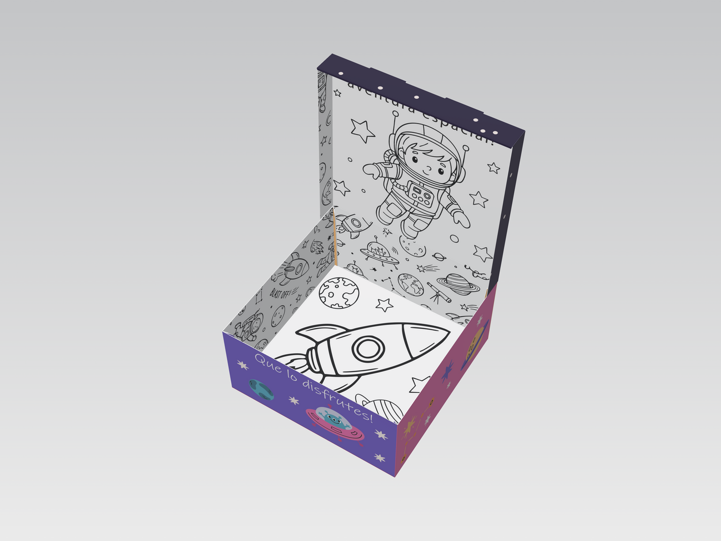 Caja 20x20x10 cm Astronautas Feliz Día