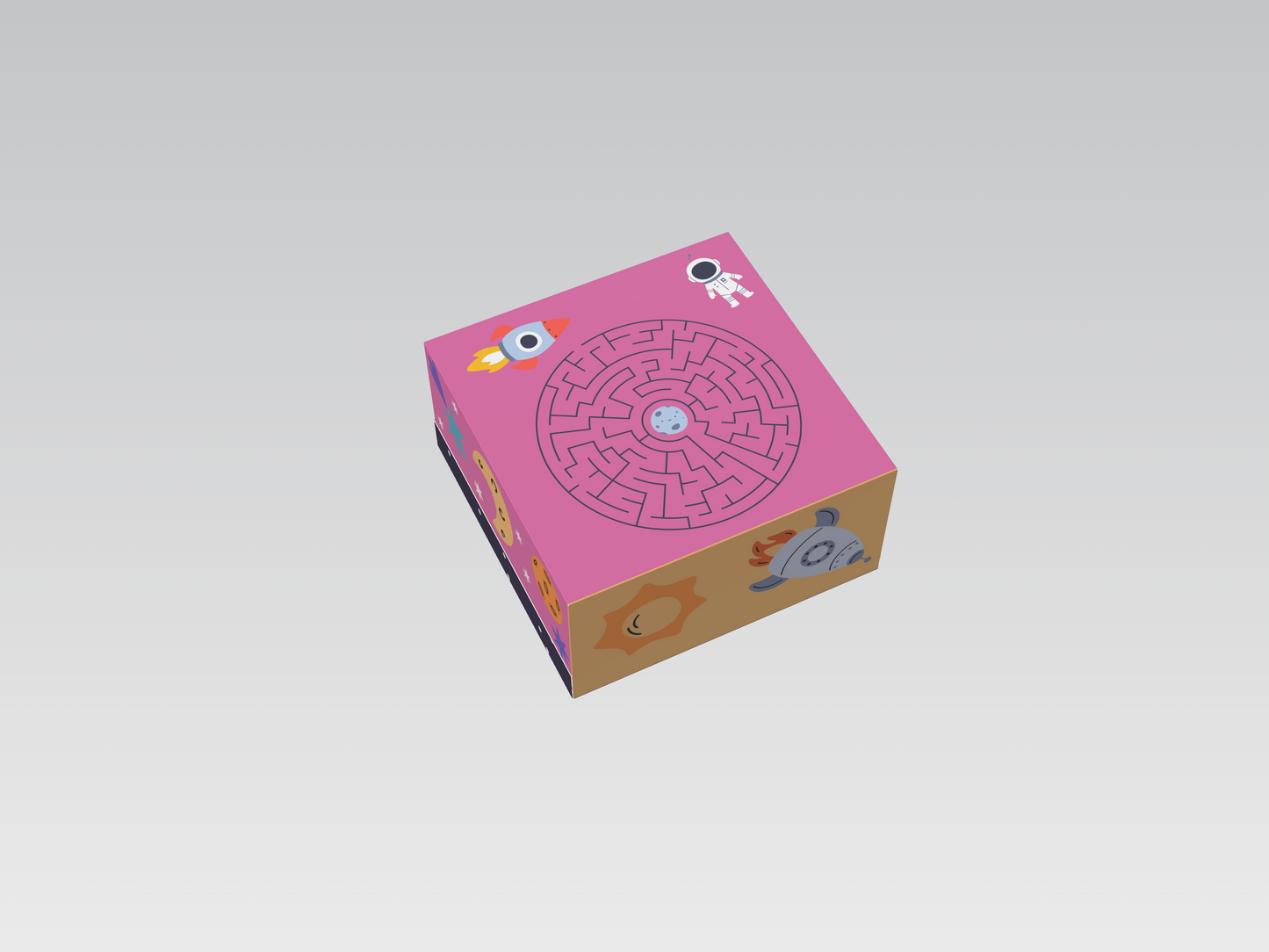 Caja 20x20x10 cm Astronautas Feliz Día